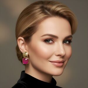 Bold Square Stone Textured Earrings